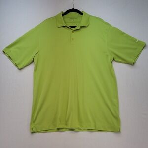 Nike Golf Polo Shirt Mens Large Lime Green Dri-FIT Short Sleeve 128898